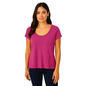 Banana Republic Scoop Neck Pima Cotton Tee in Fuchsia – EUC Size XS